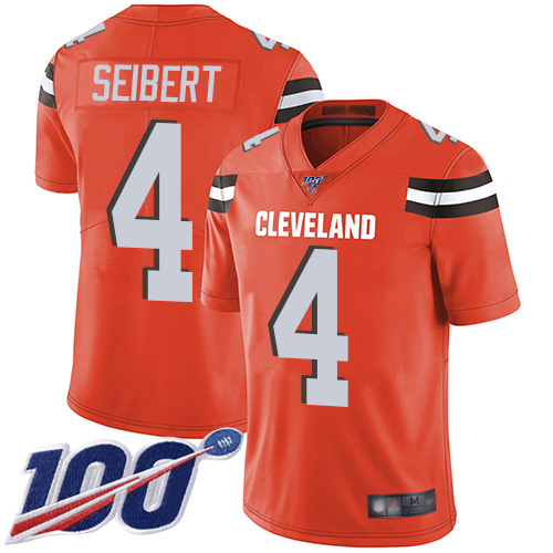 Cleveland Browns Austin Seibert Men Orange Limited Jersey 4 NFL Football Alternate 100th Season Vapor Untouchable